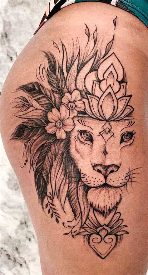 tatuagens de lao na coxa|Tatuagem de leão para mulheres: veja。